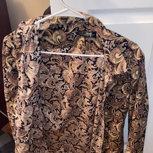 Goldish brown printed shirt with black undertones